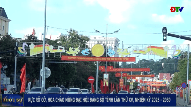 Rực rỡ cờ, hoa chào mừng Đại hội Đảng bộ tỉnh lần thứ XV, nhiệm kỳ 2025 - 2030